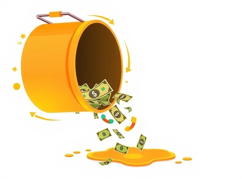Leaky bucket with money draining