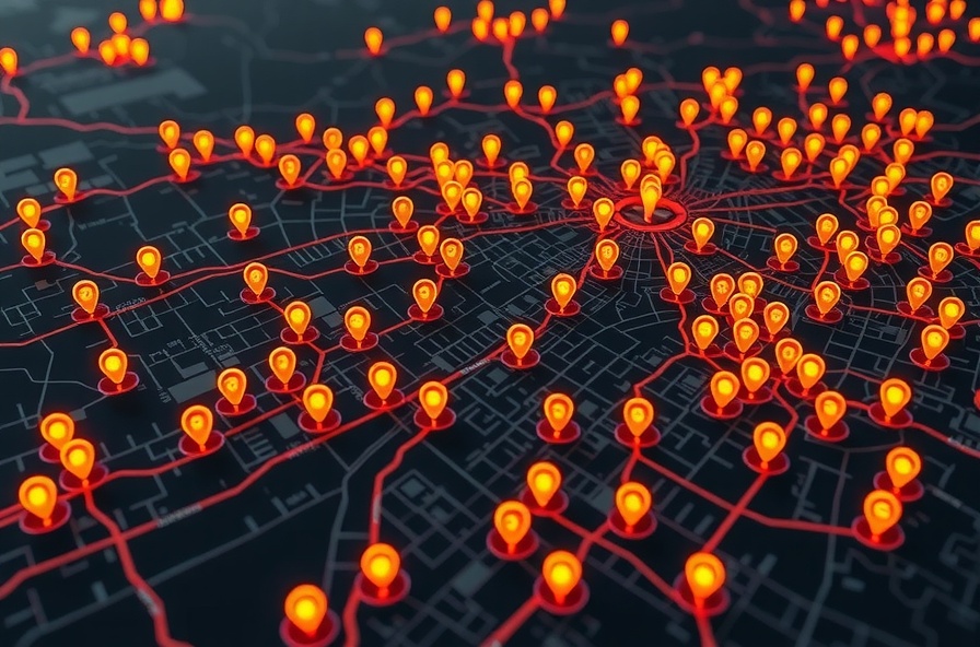 Local SEO map with hundreds of location pins