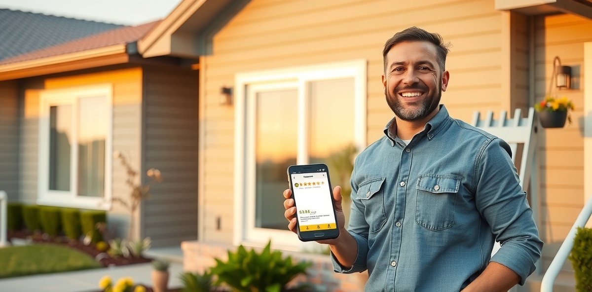 Happy contractor with 5-star reviews